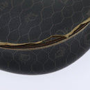 Christian Dior Honeycomb Canvas Shoulder Bag PVC Leather Black Gold Auth ti2079-9