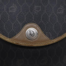 Christian Dior Honeycomb Canvas Shoulder Bag PVC Leather Black Gold Auth ti2079-17