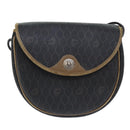 Christian Dior Honeycomb Canvas Shoulder Bag PVC Leather Black Gold Auth ti2079-13