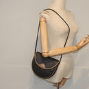 Christian Dior Honeycomb Canvas Shoulder Bag PVC Leather Black Gold Auth ti2079-21