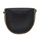 Christian Dior Honeycomb Canvas Shoulder Bag PVC Leather Black Gold Auth ti2079-2