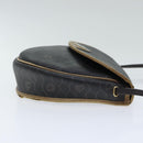 Christian Dior Honeycomb Canvas Shoulder Bag PVC Leather Black Gold Auth ti2079-3