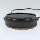 Christian Dior Honeycomb Canvas Shoulder Bag PVC Leather Black Gold Auth ti2079-5