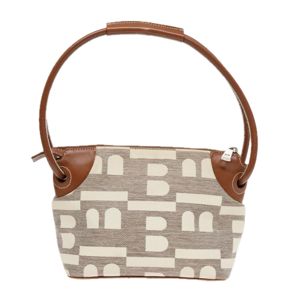 BALLY Shoulder Bag Canvas Beige Silver Auth ti2083 - 0