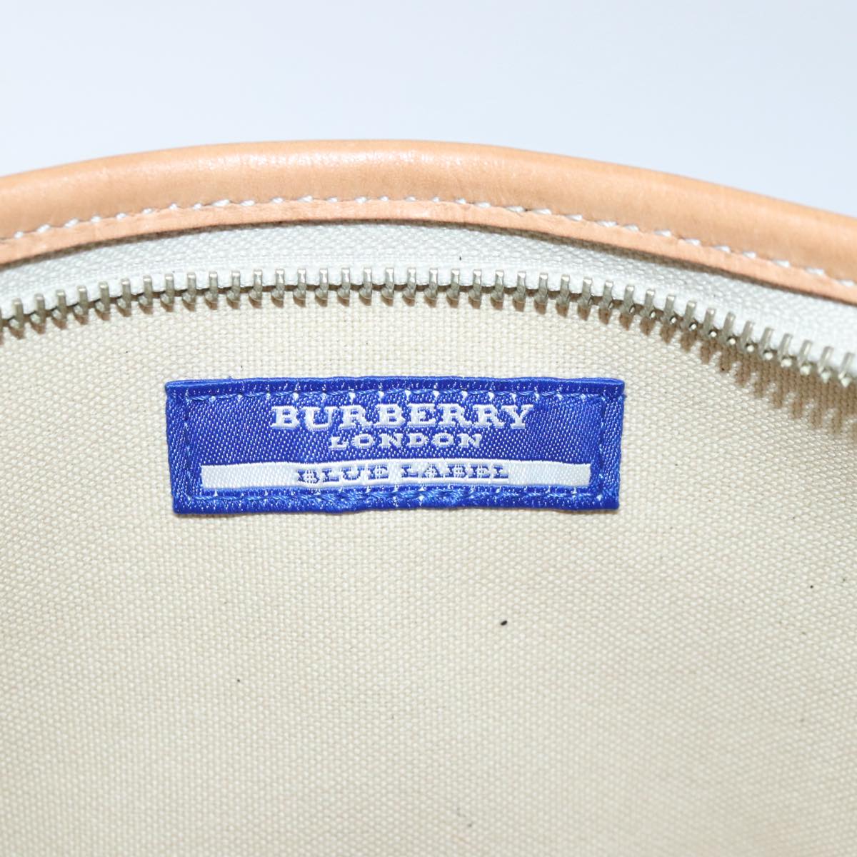 BURBERRY Blue Label Shoulder Bag Canvas White Auth ti2084