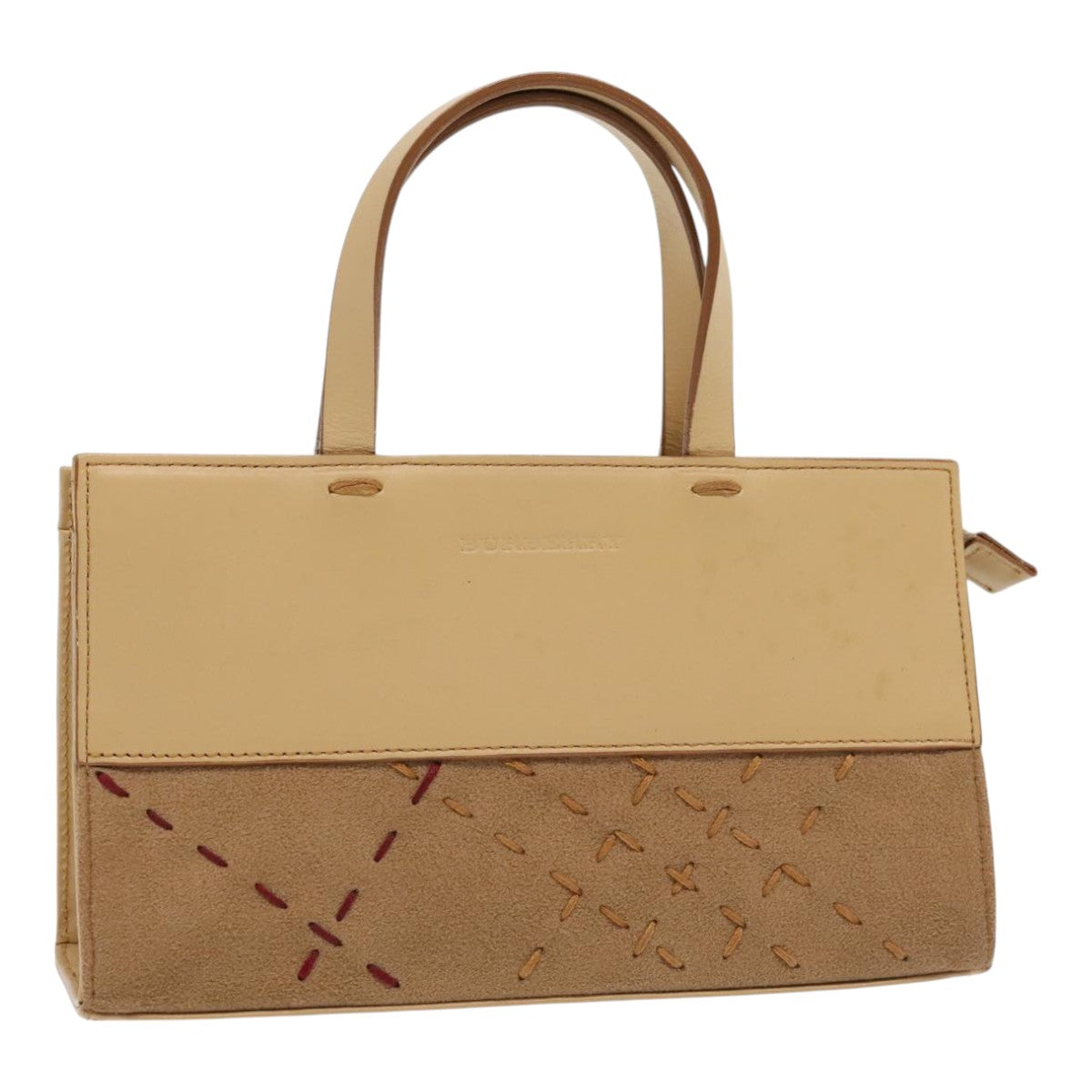 BURBERRY Hand Bag Leather Beige Auth ti2096