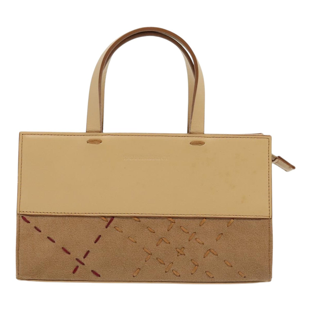 BURBERRY Hand Bag Leather Beige Auth ti2096