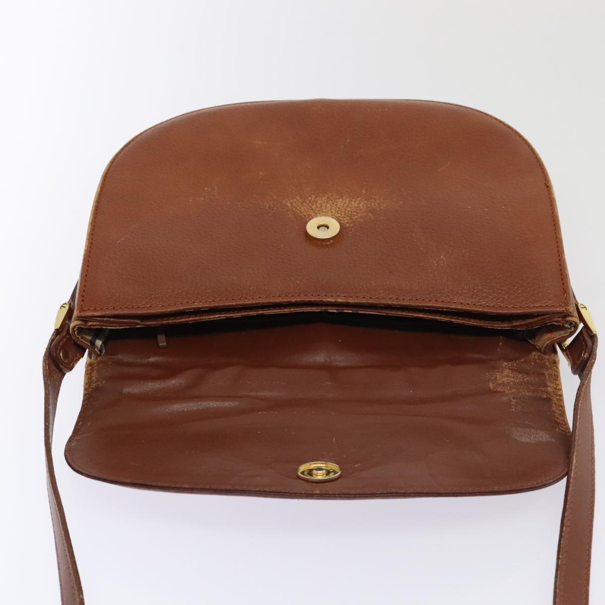 Burberrys Shoulder Bag Leather Brown Auth ti2097