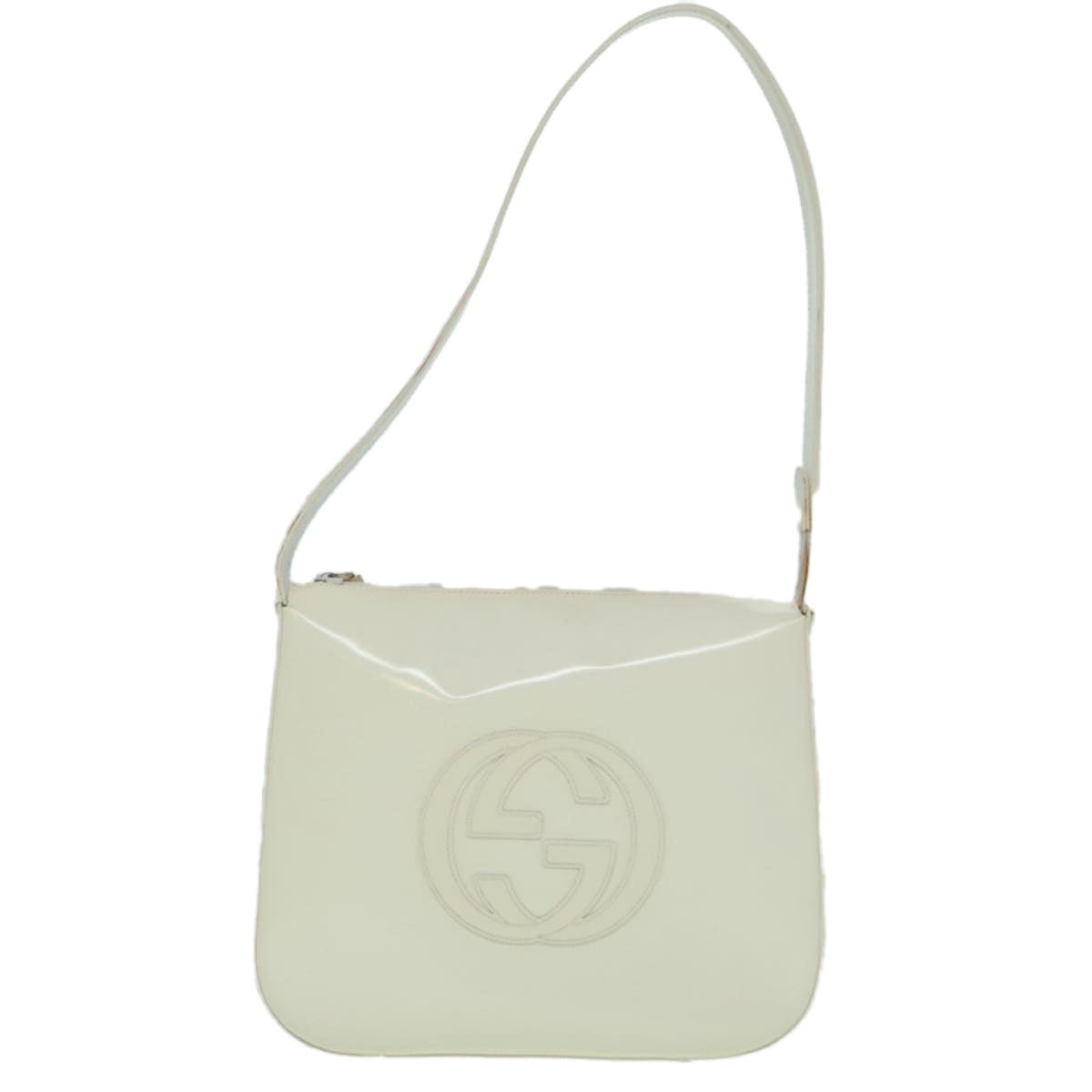 GUCCI Shoulder Bag Patent leather White Silver 001 2214 1703 Auth ti2099 - 0