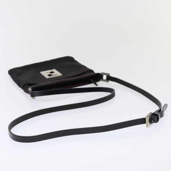 FENDI Zucca Canvas Shoulder Bag Nylon Black Auth ti2102