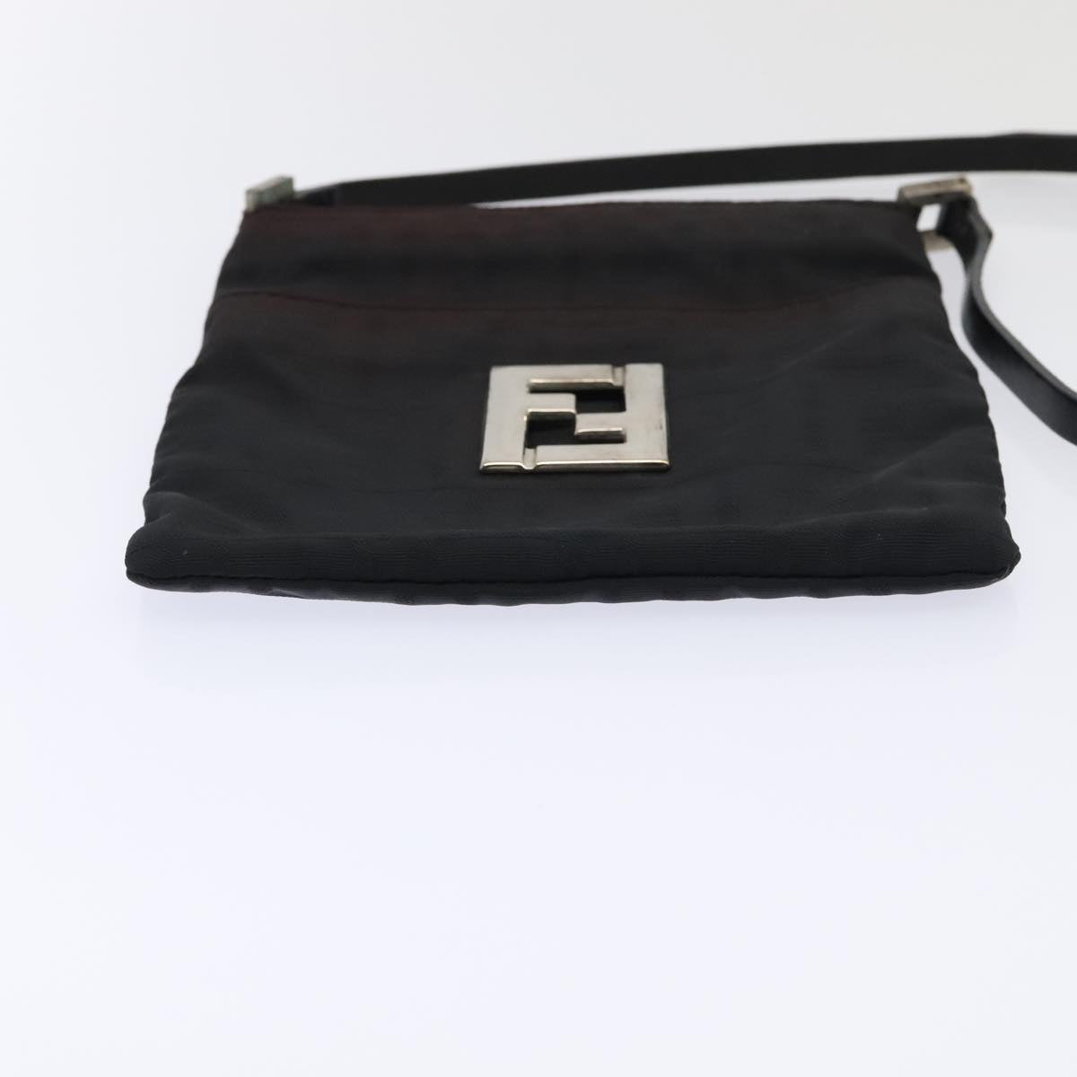 FENDI Zucca Canvas Shoulder Bag Nylon Black Auth ti2102