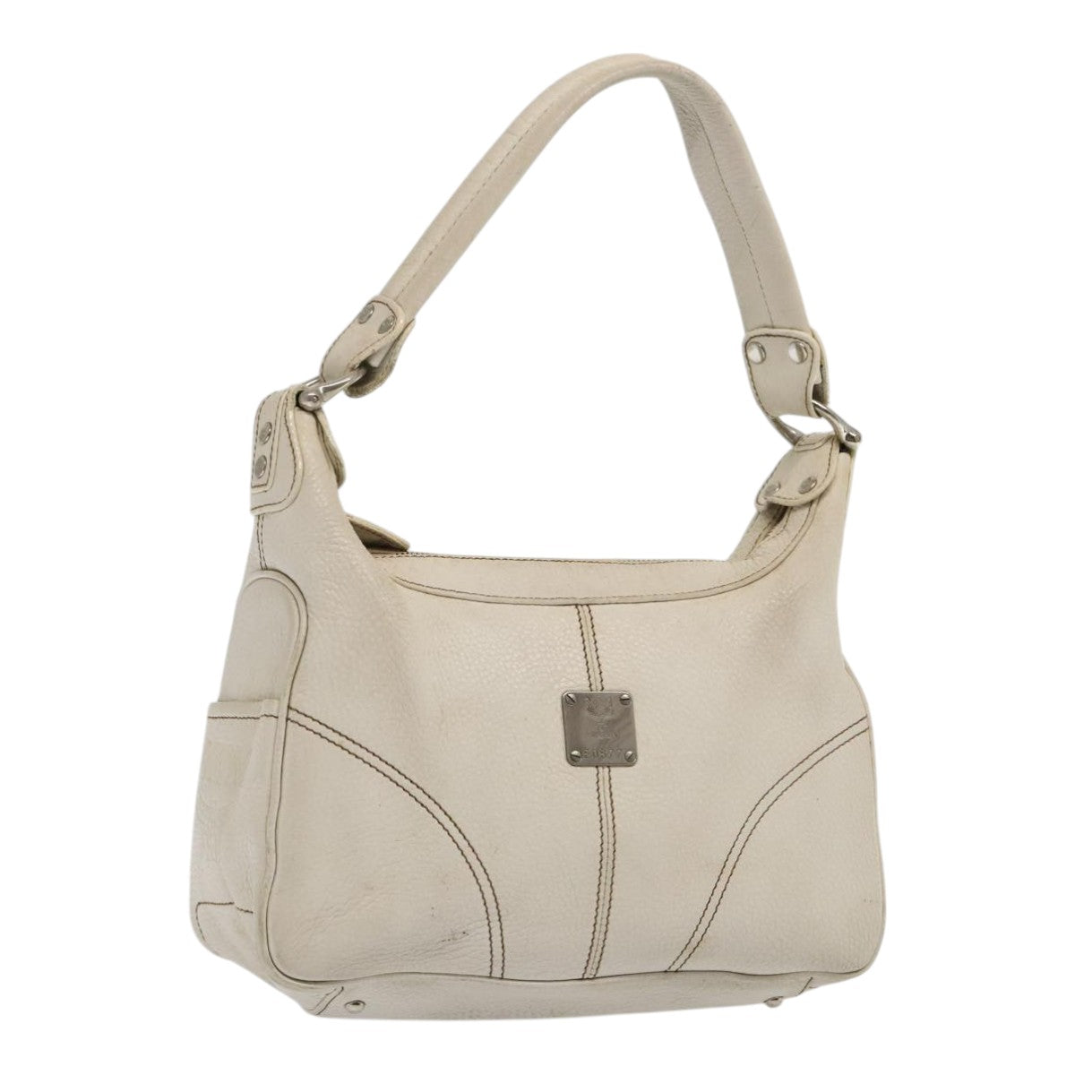 MCM Shoulder Bag Leather White Auth ti2103