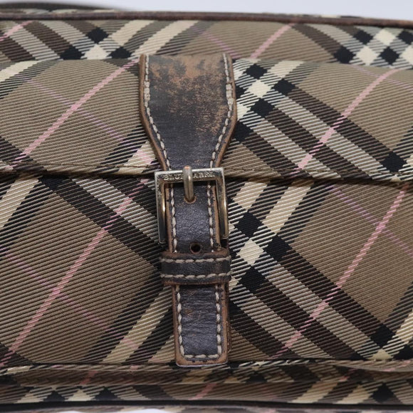 BURBERRY Nova Check Blue Label Schultertasche Nylon Braun Auth ti2105