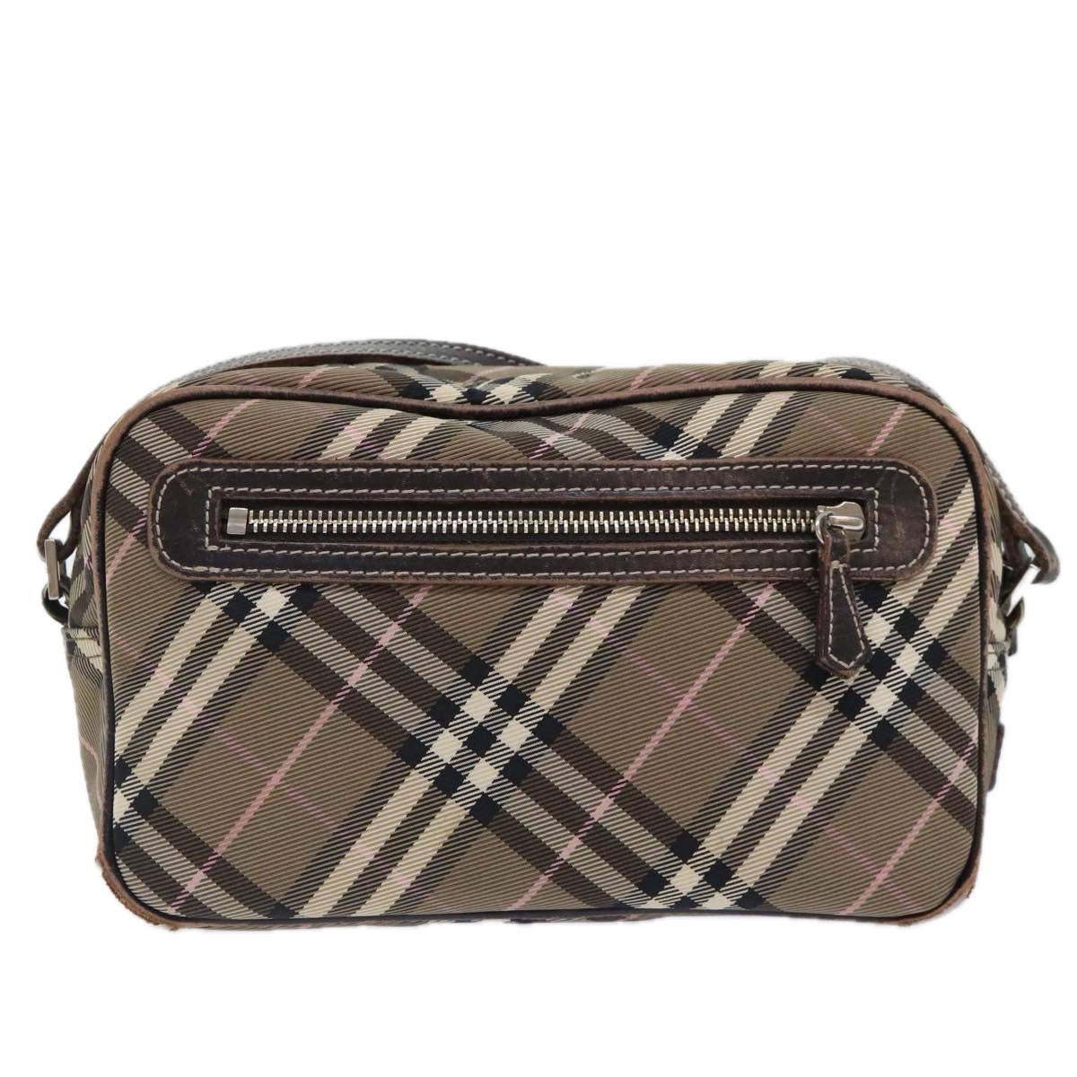 BURBERRY Nova Check Blue Label Shoulder Bag Nylon Brown Auth ti2105 - 0