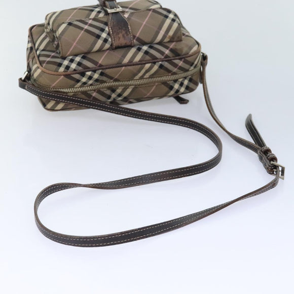 BURBERRY Nova Check Blue Label Schultertasche Nylon Braun Auth ti2105