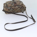 BURBERRY Nova Check Blue Label Shoulder Bag Nylon Brown Auth ti2105-7