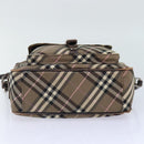 BURBERRY Nova Check Blue Label Schultertasche Nylon Braun Auth ti2105-5