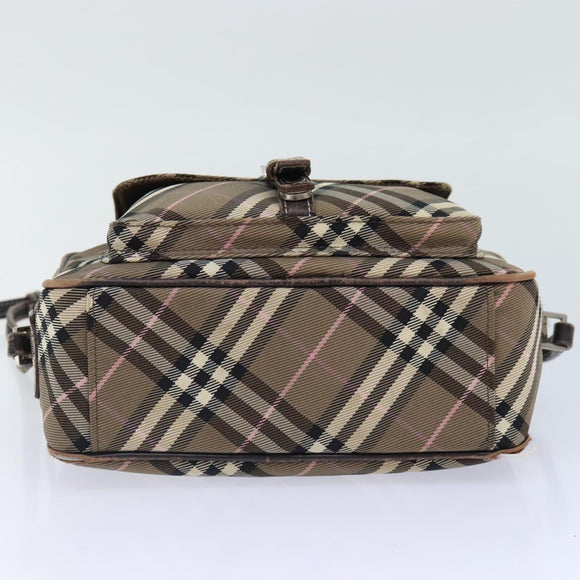 BURBERRY Nova Check Blue Label Schultertasche Nylon Braun Auth ti2105