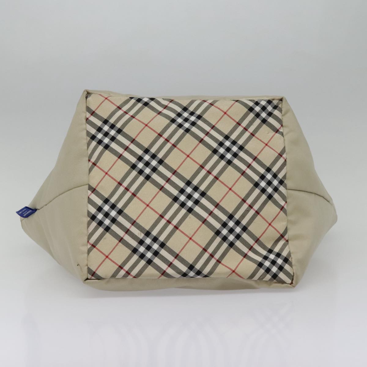 BURBERRY Nova Check Blue Label Tote Bag Nylon Beige Auth ti2108