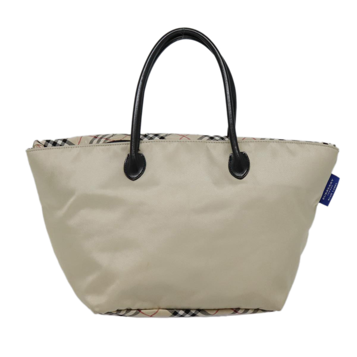 BURBERRY Nova Check Blue Label Tote Bag Nylon Beige Auth ti2108