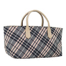 BURBERRY Nova Check Blue Label Hand Bag Nylon Gray Pink Auth ti2109-1