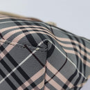 BURBERRY Nova Check Blue Label Hand Bag Nylon Gray Pink Auth ti2109-9