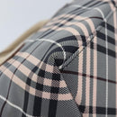 BURBERRY Nova Check Blue Label Hand Bag Nylon Gray Pink Auth ti2109-14