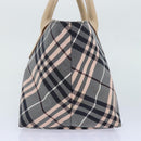 BURBERRY Nova Check Blue Label Hand Bag Nylon Gray Pink Auth ti2109-4