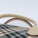 BURBERRY Nova Check Blue Label Hand Bag Nylon Gray Pink Auth ti2109-8