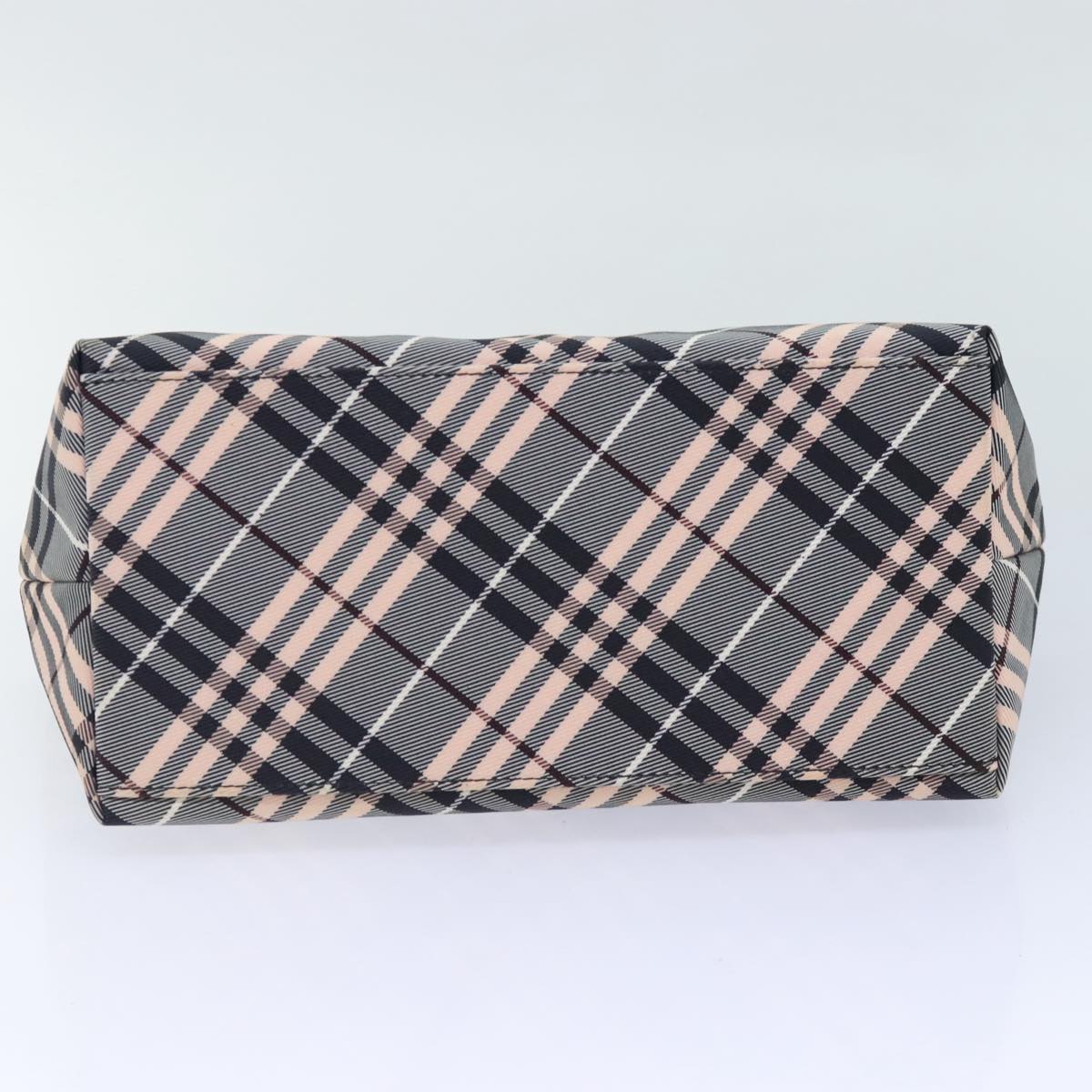 BURBERRY Nova Check Blue Label Hand Bag Nylon Gray Pink Auth ti2109