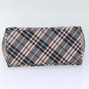 BURBERRY Nova Check Blue Label Hand Bag Nylon Gray Pink Auth ti2109-5