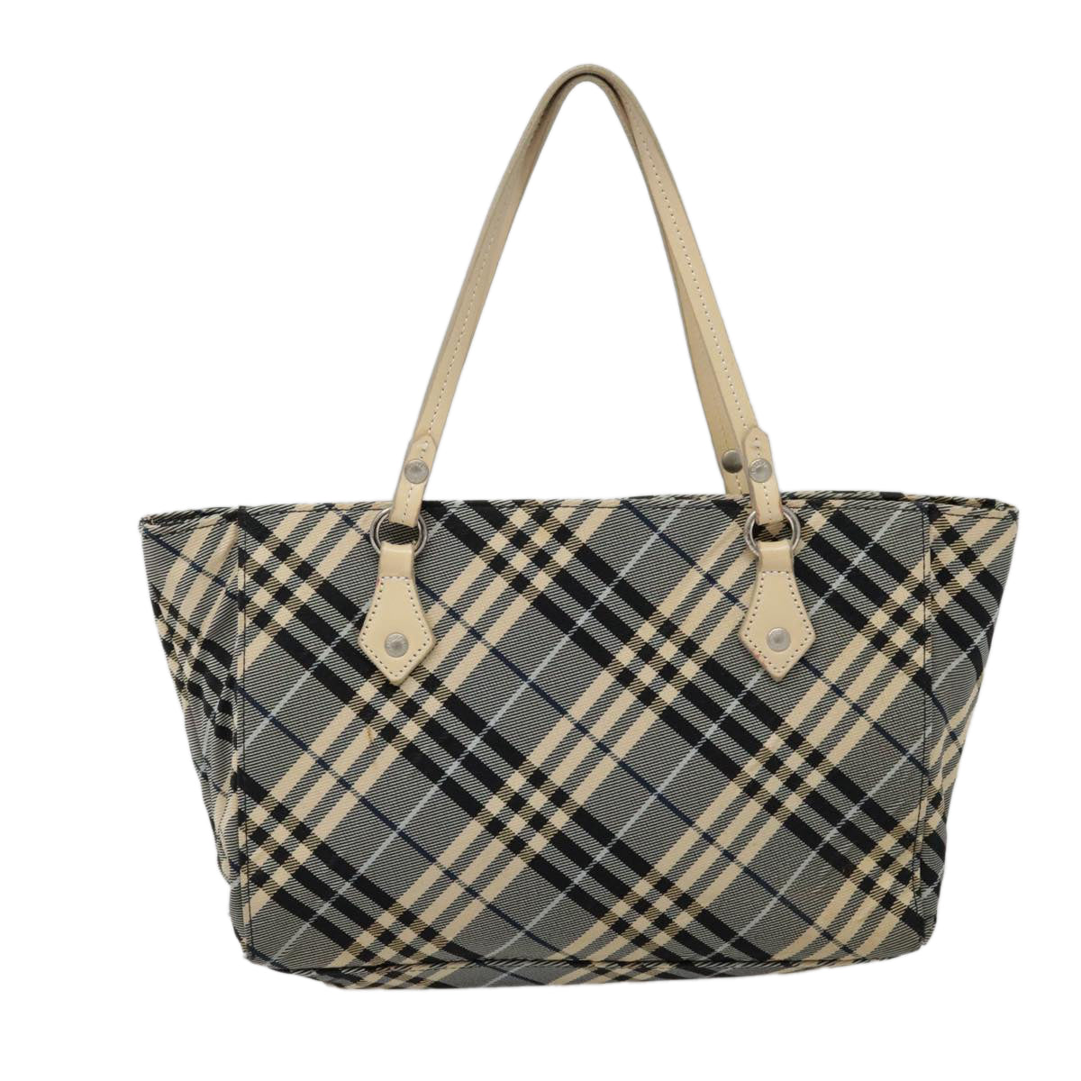 BURBERRY Nova Check Blue Label Tote Bag Nylon Blue Beige Auth ti2110 - 0