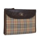 Burberrys Nova Check Clutch Bag Canvas Beige Auth ti2111-1