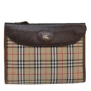 Burberrys Nova Check Clutch Bag Canvas Beige Auth ti2111-13