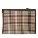 Burberrys Nova Check Clutch Bag Canvas Beige Auth ti2111-2