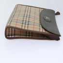 Burberrys Nova Check Clutch Bag Canvas Beige Auth ti2111-3