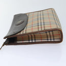Burberrys Nova Check Clutch Bag Canvas Beige Auth ti2111-4