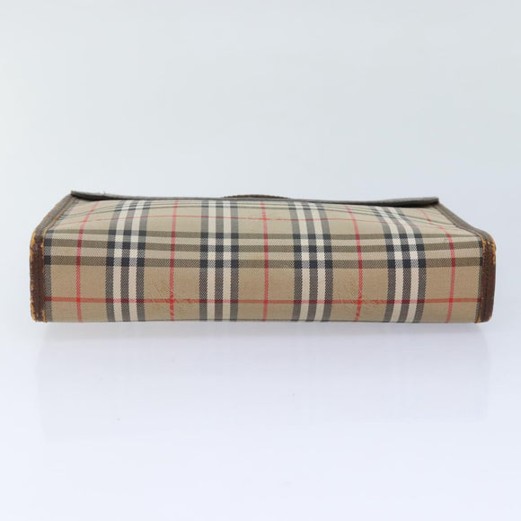 Burberrys Nova Check Clutch Bag Canvas Beige Auth ti2111
