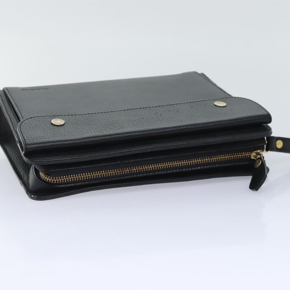 Burberrys Clutch Bag Leather Black Auth ti2112