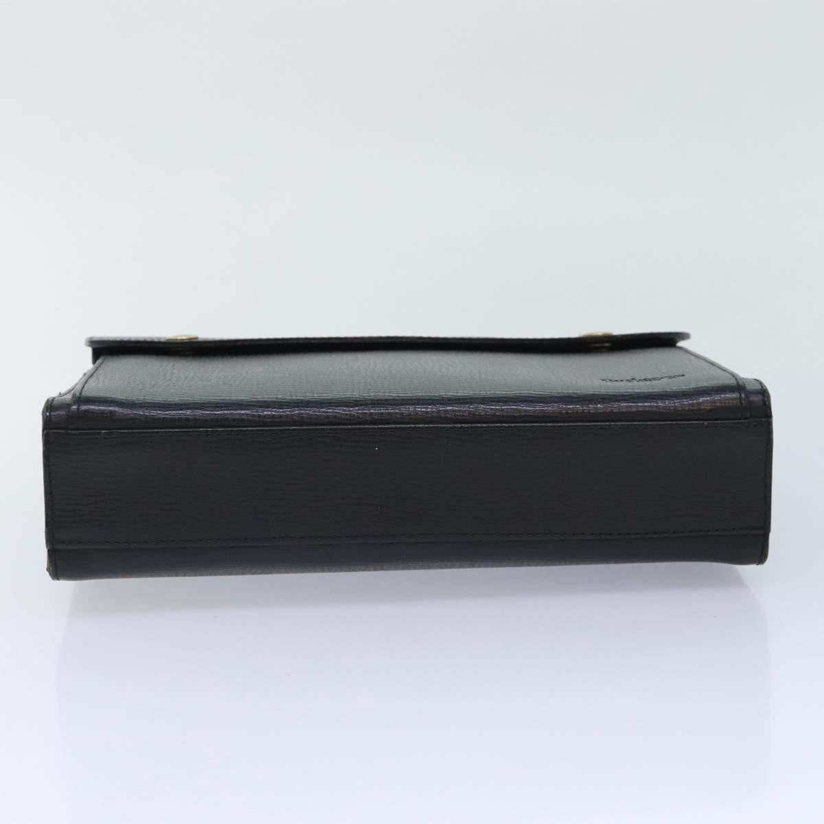 Burberrys Clutch Bag Leather Black Auth ti2112