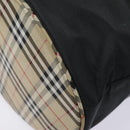 Burberrys Nova Check Blue Label Tote Bag Nylon Black Beige Auth ti2116-16