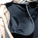 Burberrys Nova Check Blue Label Tote Bag Nylon Black Beige Auth ti2116-12