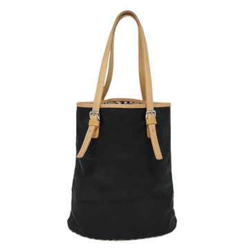Burberrys Nova Check Blue Label Tote Bag Nylon Black Beige Auth ti2116 - 0