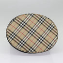 Burberrys Nova Check Blue Label Tote Bag Nylon Black Beige Auth ti2116-5