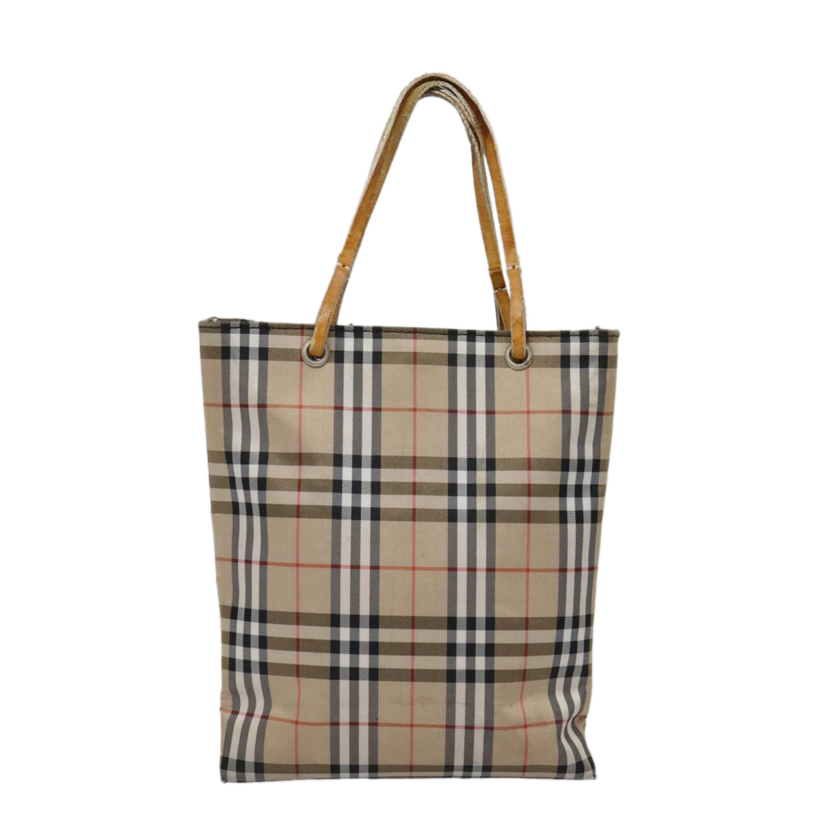 BURBERRY Nova Check Hand Bag Canvas Beige Auth ti2118 - 0