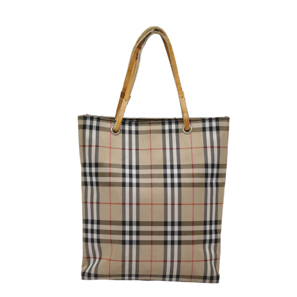 BURBERRY Nova Check Hand Bag Canvas Beige Auth ti2118