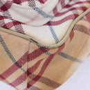 BURBERRY Nova Check Blue Label Shoulder Bag Canvas White Red Auth ti2120-14