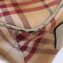 BURBERRY Nova Check Blue Label Shoulder Bag Canvas White Red Auth ti2120-9