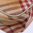 BURBERRY Nova Check Blue Label Shoulder Bag Canvas White Red Auth ti2120-16