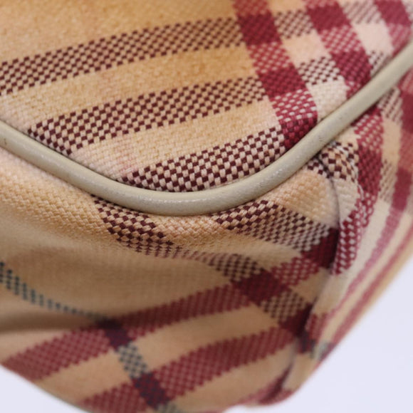 BURBERRY Nova Check Blue Label Shoulder Bag Canvas White Red Auth ti2120